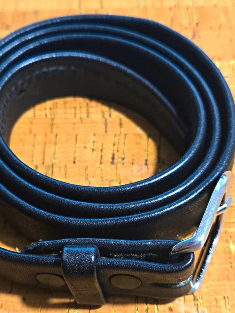 HIDABUCK Men's Dress Belt Black Solid Adjustable Silver Buckle Size 34 1.25in